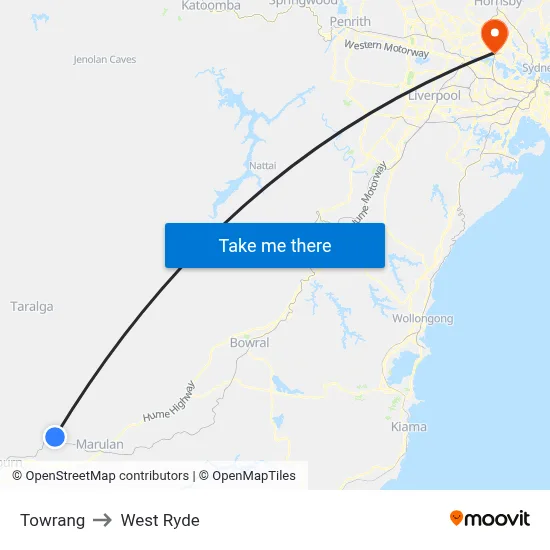 Towrang to West Ryde map