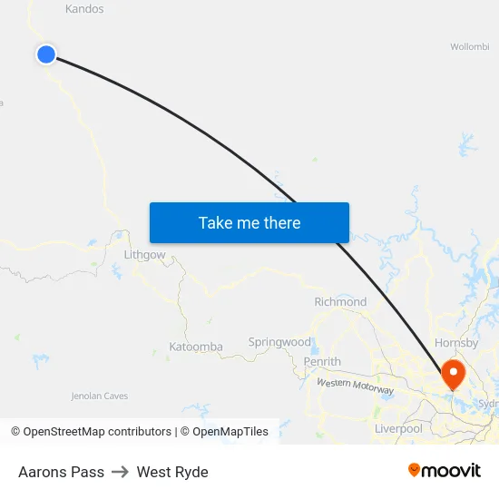 Aarons Pass to West Ryde map