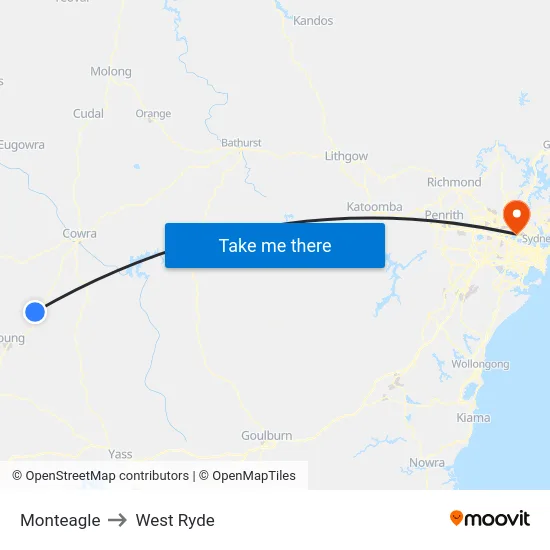 Monteagle to West Ryde map