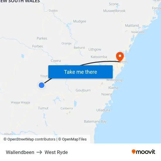 Wallendbeen to West Ryde map