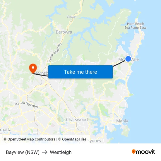 Bayview (NSW) to Westleigh map