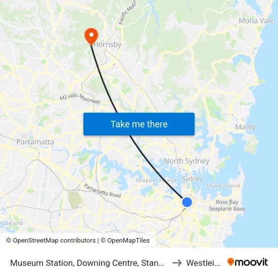 Museum Station, Downing Centre, Stand E to Westleigh map