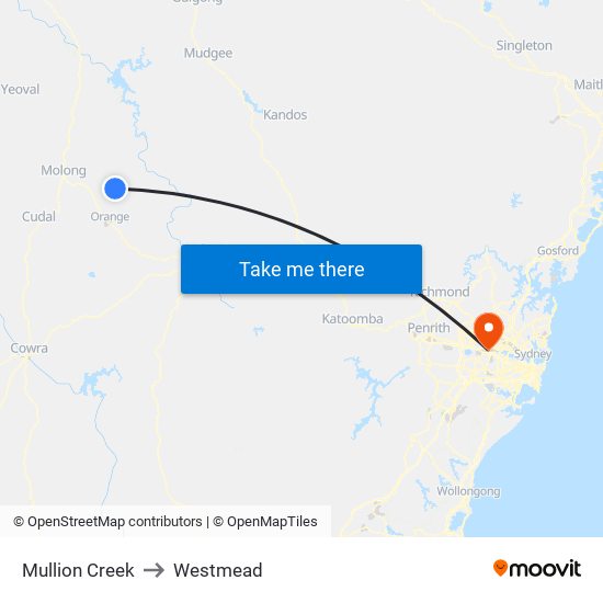 Mullion Creek to Westmead map