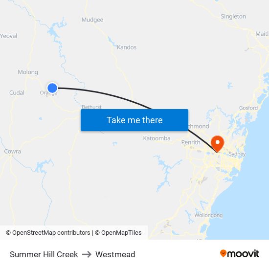 Summer Hill Creek to Westmead map