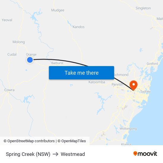 Spring Creek (NSW) to Westmead map