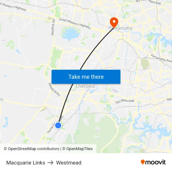 Macquarie Links to Westmead map