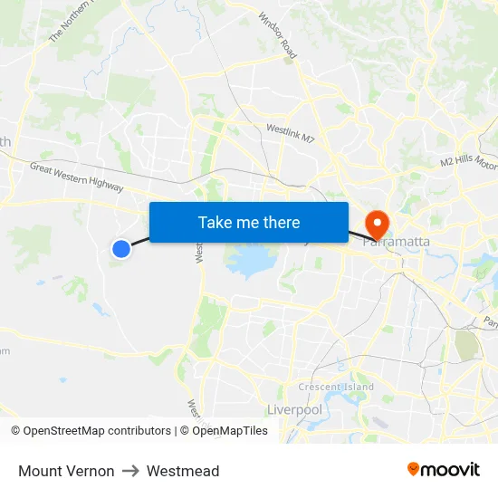 Mount Vernon to Westmead map
