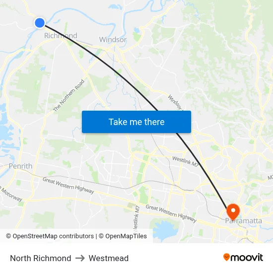 North Richmond to Westmead map