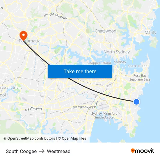 South Coogee to Westmead map