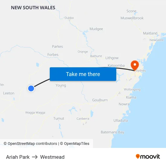 Ariah Park to Westmead map