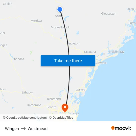 Wingen to Westmead map