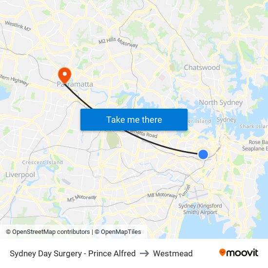 Sydney Day Surgery - Prince Alfred to Westmead map