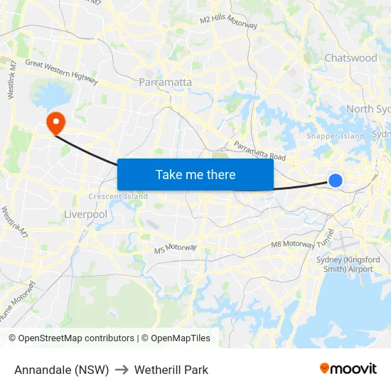 Annandale (NSW) to Wetherill Park map