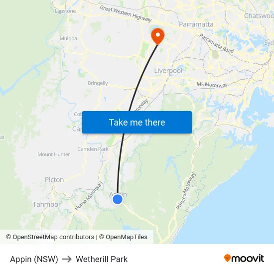 Appin (NSW) to Wetherill Park map