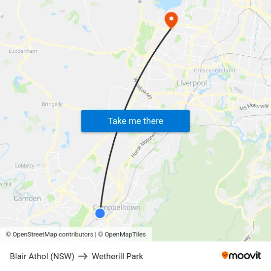 Blair Athol (NSW) to Wetherill Park map