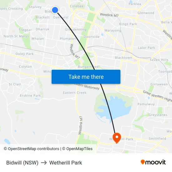 Bidwill (NSW) to Wetherill Park map