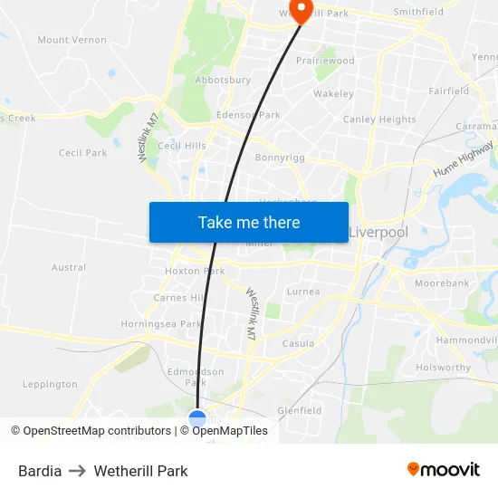 Bardia to Wetherill Park map