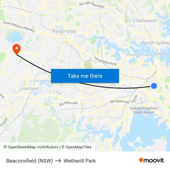 Beaconsfield (NSW) to Wetherill Park map