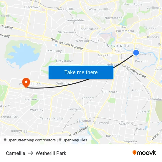 Camellia to Wetherill Park map