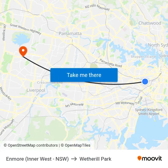 Enmore (Inner West - NSW) to Wetherill Park map