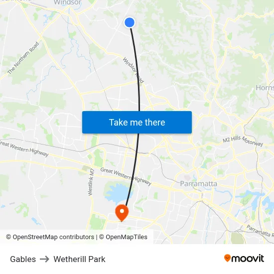 Gables to Wetherill Park map