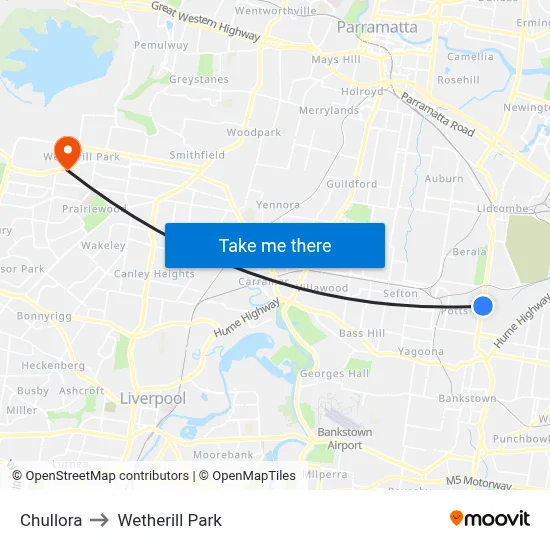 Chullora to Wetherill Park map