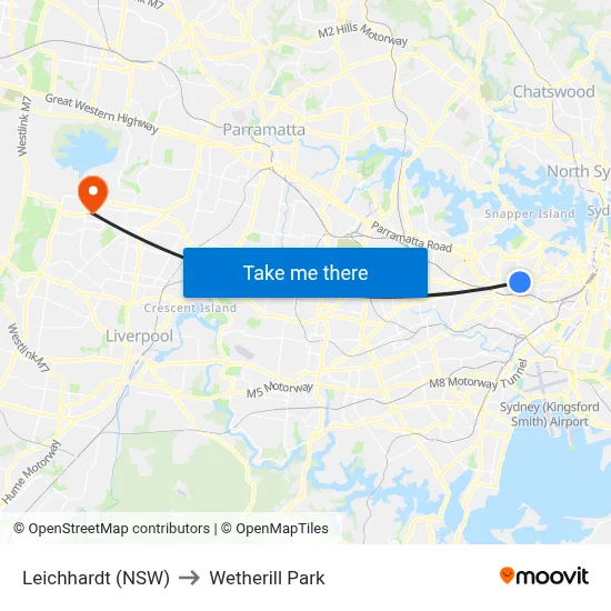 Leichhardt (NSW) to Wetherill Park map