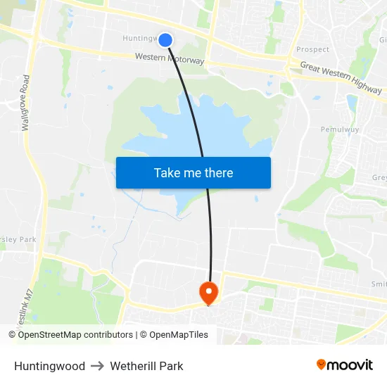 Huntingwood to Wetherill Park map