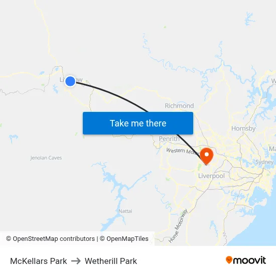 McKellars Park to Wetherill Park map