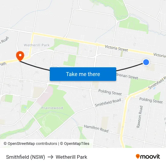 Smithfield (NSW) to Wetherill Park map