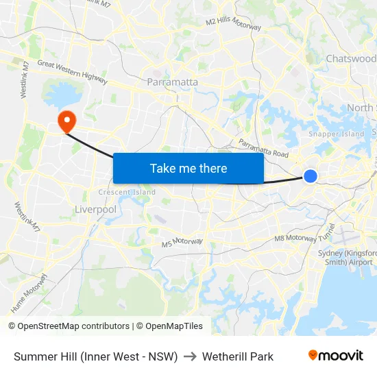 Summer Hill (Inner West - NSW) to Wetherill Park map