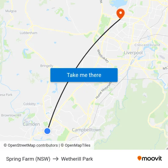 Spring Farm (NSW) to Wetherill Park map