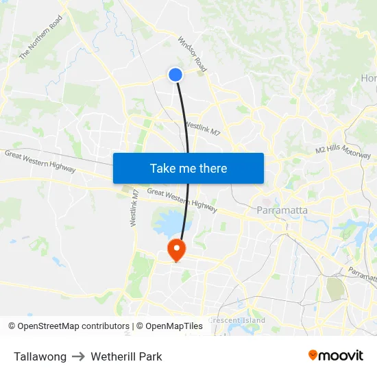 Tallawong to Wetherill Park map