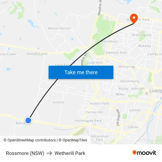 Rossmore (NSW) to Wetherill Park map