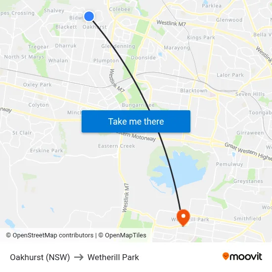Oakhurst (NSW) to Wetherill Park map