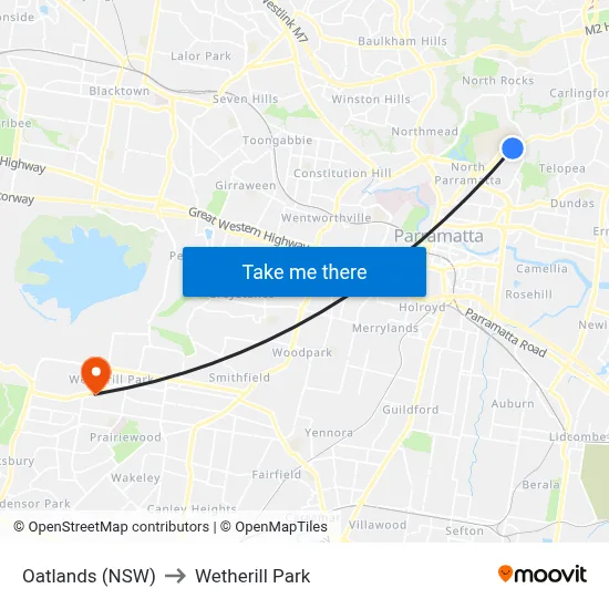 Oatlands (NSW) to Wetherill Park map