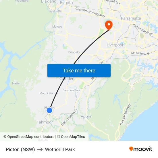 Picton (NSW) to Wetherill Park map