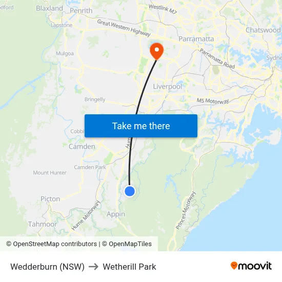 Wedderburn (NSW) to Wetherill Park map
