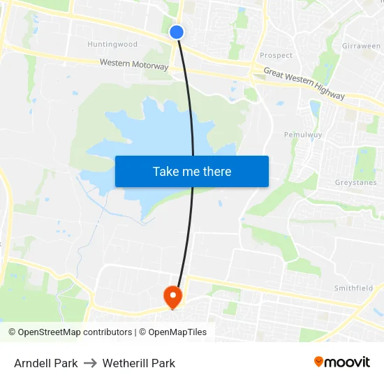 Arndell Park to Wetherill Park map