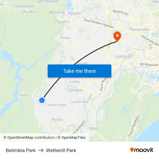 Belimbla Park to Wetherill Park map