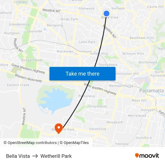Bella Vista to Wetherill Park map