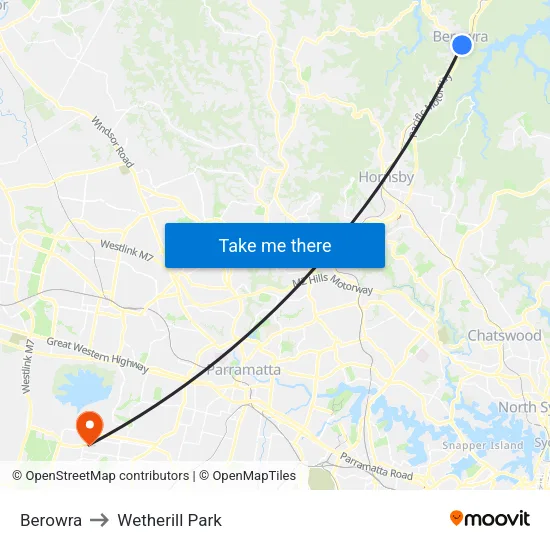 Berowra to Wetherill Park map