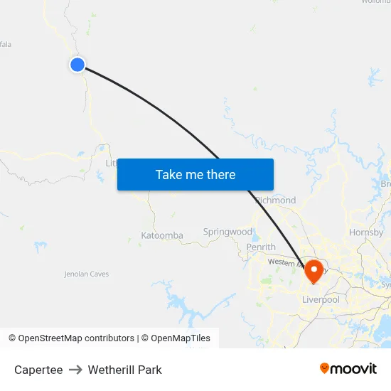 Capertee to Wetherill Park map