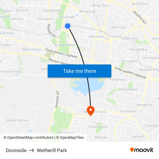 Doonside to Wetherill Park map