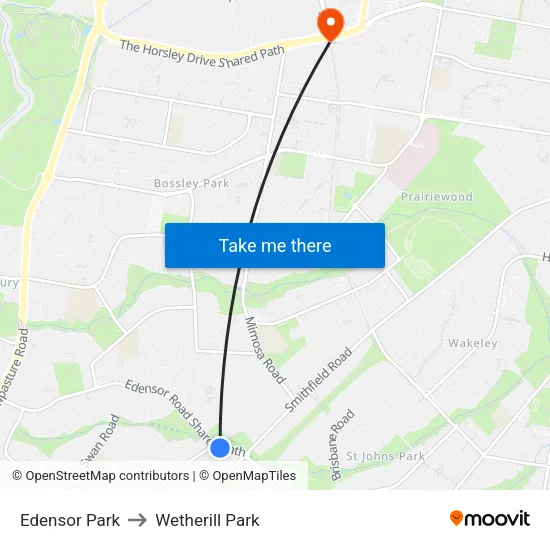 Edensor Park to Wetherill Park map