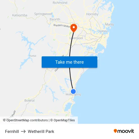 Fernhill to Wetherill Park map