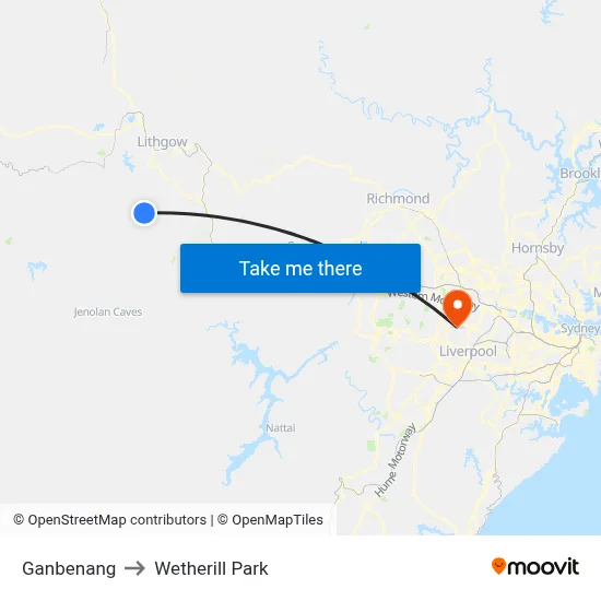 Ganbenang to Wetherill Park map