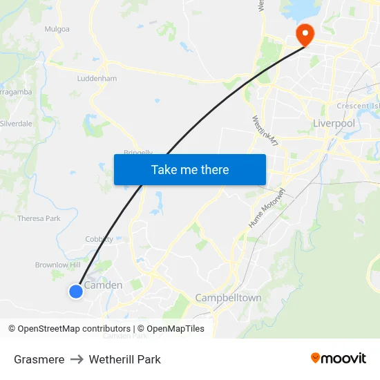 Grasmere to Wetherill Park map
