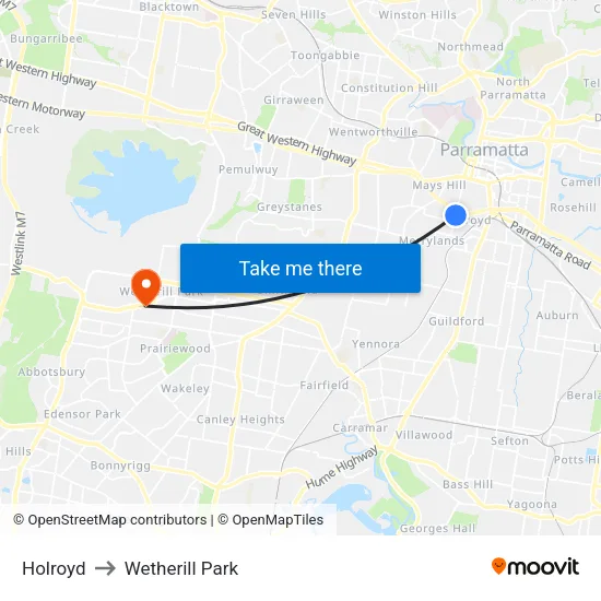 Holroyd to Wetherill Park map