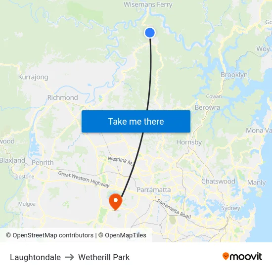 Laughtondale to Wetherill Park map